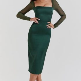 Ellica Emerald Green Midi Dress - Image 7
