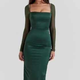 Ellica Emerald Green Midi Dress - Image 8