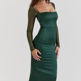 Ellica Emerald Green Midi Dress - Image 10