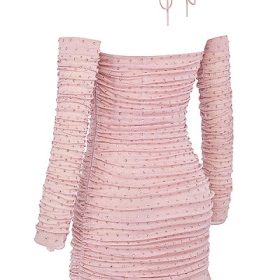 Estella Soft Pink Crystallised Dress - Image 3