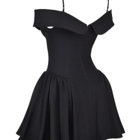 Elida Black Off Shoulder Mini Dress - Image 3