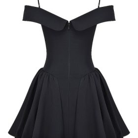 Elida Black Off Shoulder Mini Dress - Image 4