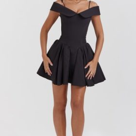 Elida Black Off Shoulder Mini Dress - Image 7