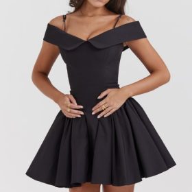 Elida Black Off Shoulder Mini Dress - Image 8