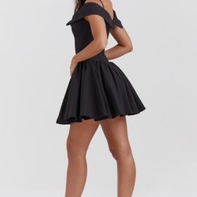 Elida Black Off Shoulder Mini Dress - Image 10