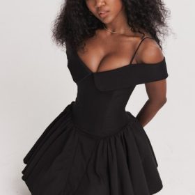 Elida Black Off Shoulder Mini Dress - Image 12