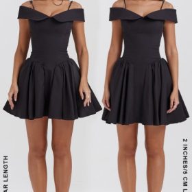 Elida Black Off Shoulder Mini Dress - Image 14