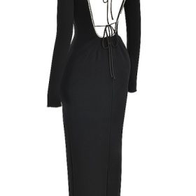 Rosa Black Crystal Embellished Maxi Dress - Image 3