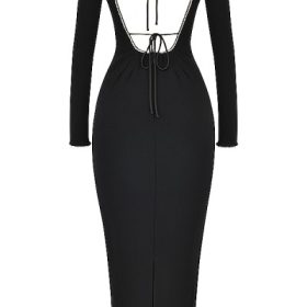 Rosa Black Crystal Embellished Maxi Dress - Image 4