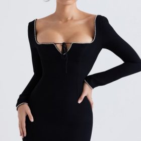 Rosa Black Crystal Embellished Maxi Dress - Image 11