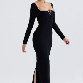 Rosa Black Crystal Embellished Maxi Dress - Image 13