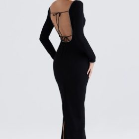 Rosa Black Crystal Embellished Maxi Dress - Image 14