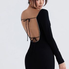 Rosa Black Crystal Embellished Maxi Dress - Image 15