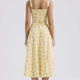 Carmen Buttercup Vintage Floral Print Cotton Bustier Sundress