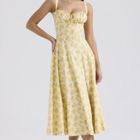 Carmen Buttercup Vintage Floral Print Cotton Bustier Sundress - Image 5