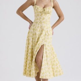 Carmen Buttercup Vintage Floral Print Cotton Bustier Sundress - Image 6