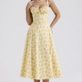 Carmen Buttercup Vintage Floral Print Cotton Bustier Sundress - Image 7