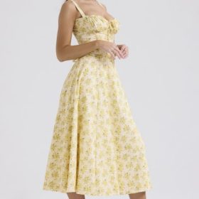 Carmen Buttercup Vintage Floral Print Cotton Bustier Sundress - Image 8