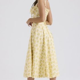 Carmen Buttercup Vintage Floral Print Cotton Bustier Sundress - Image 9