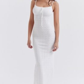 Myla White Knit Maxi Dress - Image 8