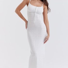 Myla White Knit Maxi Dress - Image 10