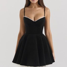 Minimoiselle Black Velvet Tulle Mini Dress - Image 5