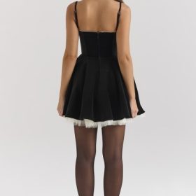 Minimoiselle Black Velvet Tulle Mini Dress - Image 8
