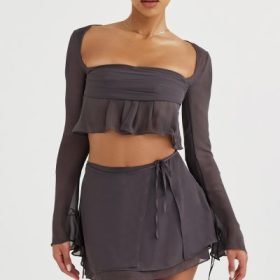 Clarice Shadow Floaty Layered Mini Skirt - Image 10