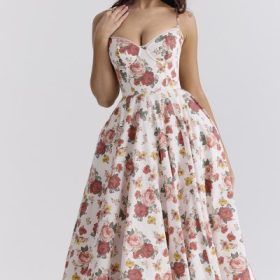 Mademoiselle Italian Rose Print Tulle Midi Dress - Image 9