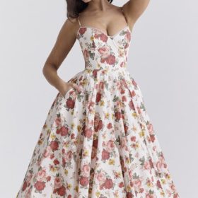 Mademoiselle Italian Rose Print Tulle Midi Dress - Image 10