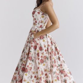 Mademoiselle Italian Rose Print Tulle Midi Dress - Image 11
