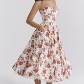 Mademoiselle Italian Rose Print Tulle Midi Dress - Image 12