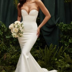 Giselle Ivory Satin Strapless Bridal Gown - Image 5