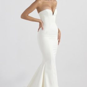 Giselle Ivory Satin Strapless Bridal Gown - Image 10