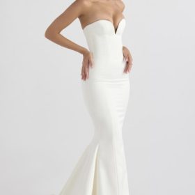 Giselle Ivory Satin Strapless Bridal Gown - Image 11
