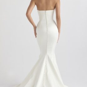 Giselle Ivory Satin Strapless Bridal Gown - Image 14