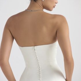 Giselle Ivory Satin Strapless Bridal Gown - Image 16