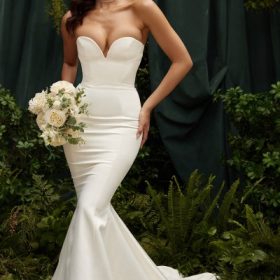 Giselle Ivory Satin Strapless Bridal Gown - Image 17