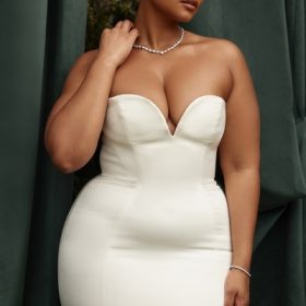 Giselle Ivory Satin Strapless Bridal Gown - Image 19