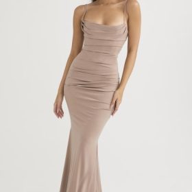Milena Almond Jersey Corset Maxi Dress - Image 5