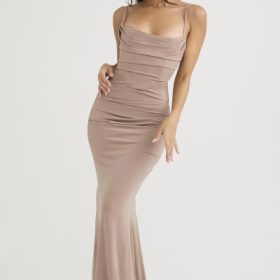 Milena Almond Jersey Corset Maxi Dress - Image 8