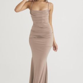 Milena Almond Jersey Corset Maxi Dress - Image 9