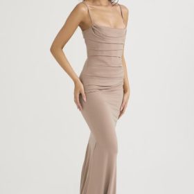 Milena Almond Jersey Corset Maxi Dress - Image 12