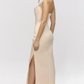 Adrienne Champagne Satin Strapless Gown - Image 9