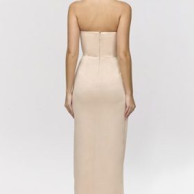 Adrienne Champagne Satin Strapless Gown - Image 10