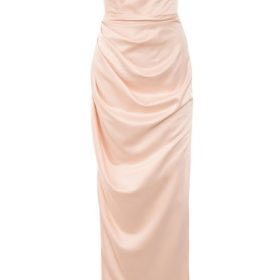 Adrienne Champagne Satin Strapless Gown - Image 11