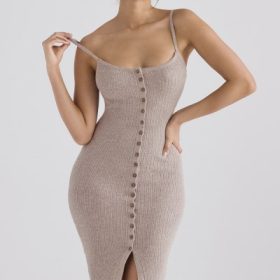 Teva Beige Cashmere Knit Midi Dress - Image 10
