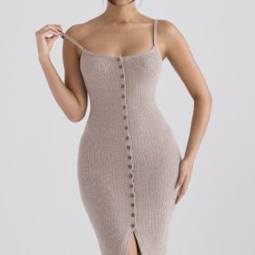 Teva Beige Cashmere Knit Midi Dress - Image 11