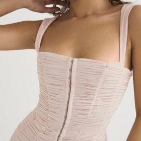 Cate Crystal Ruched Mesh Mini Dress - Image 8